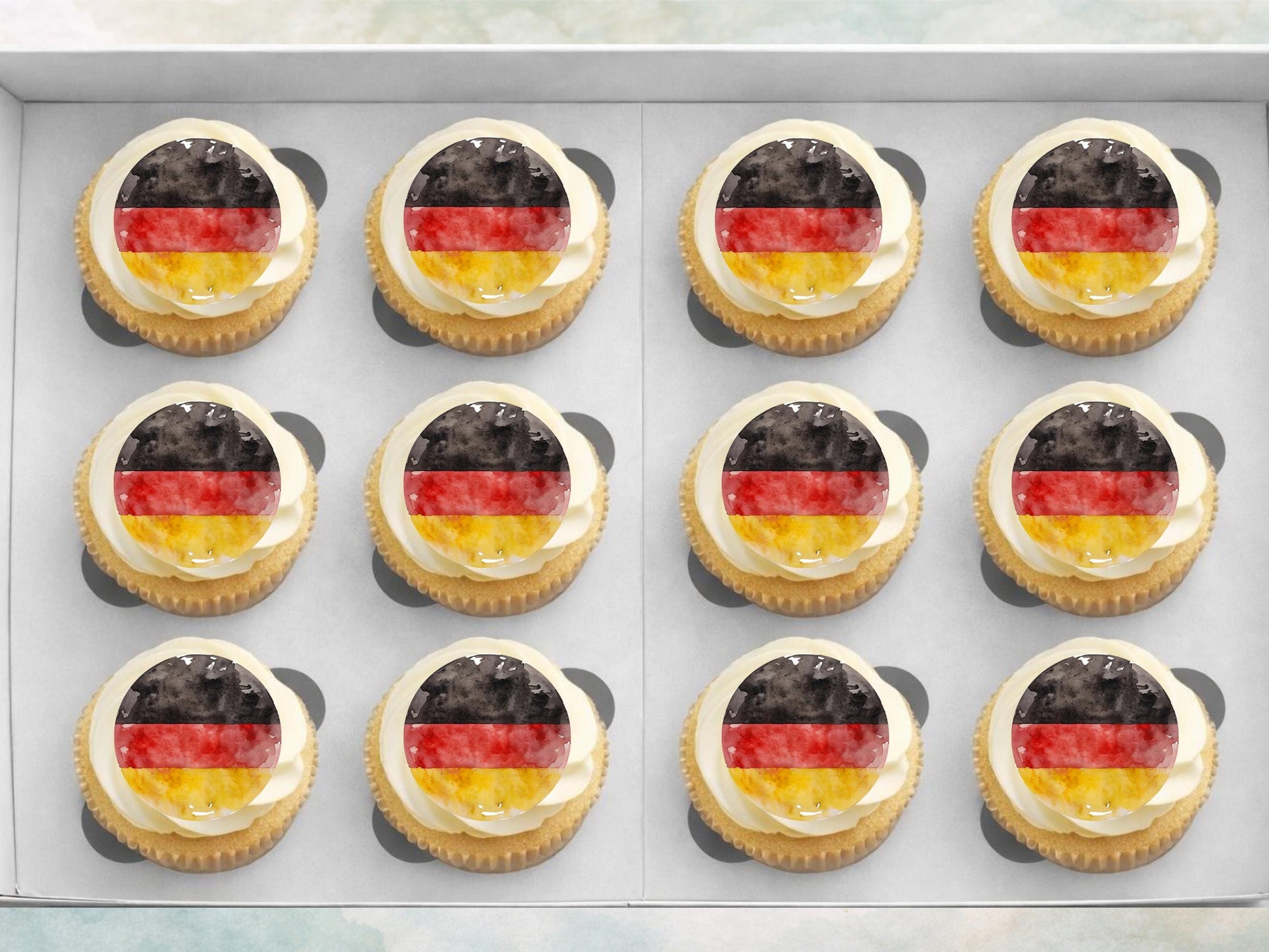 German Flag Edible Cupcake Toppers – Germany Cake Decorations