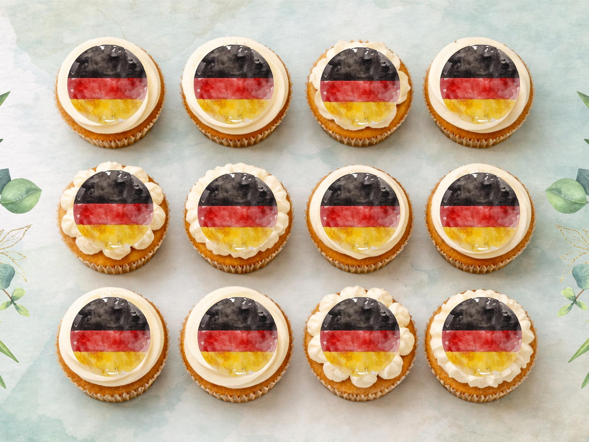 German Flag Edible Cupcake Toppers – Germany Cake Decorations