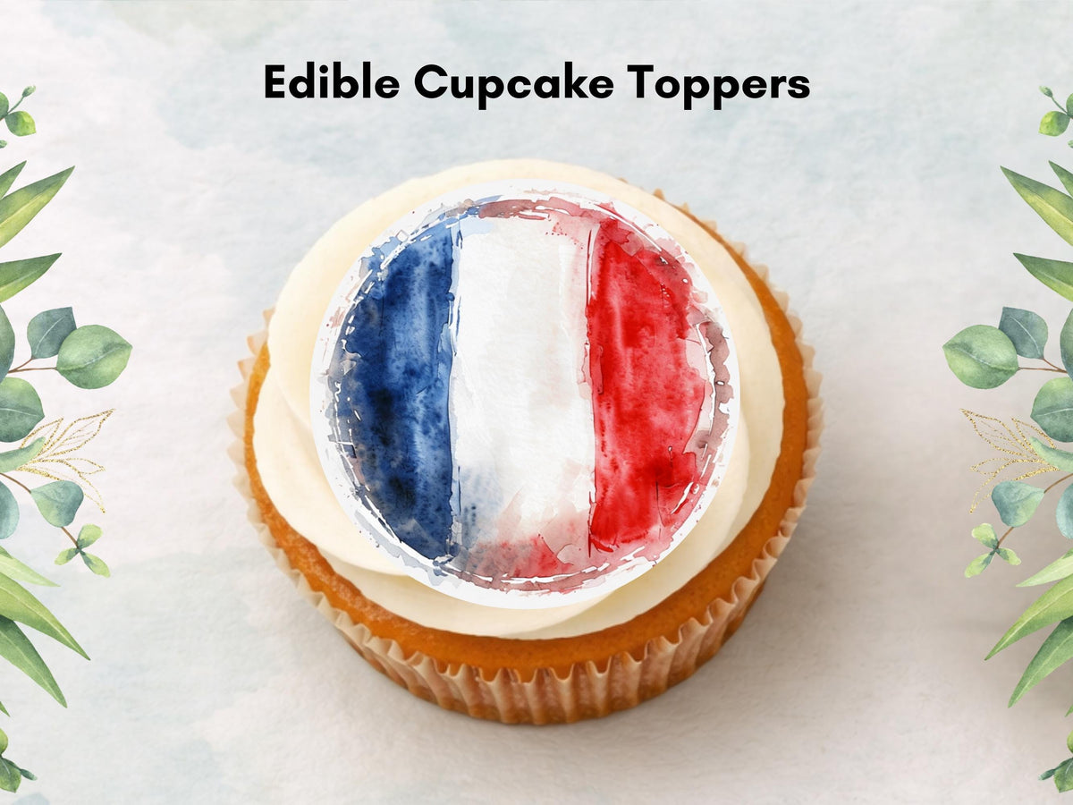 French Flag Edible Cupcake Toppers – France Cake Decorations