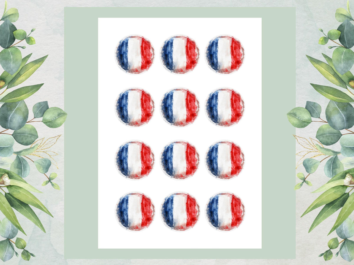French Flag Edible Cupcake Toppers – France Cake Decorations