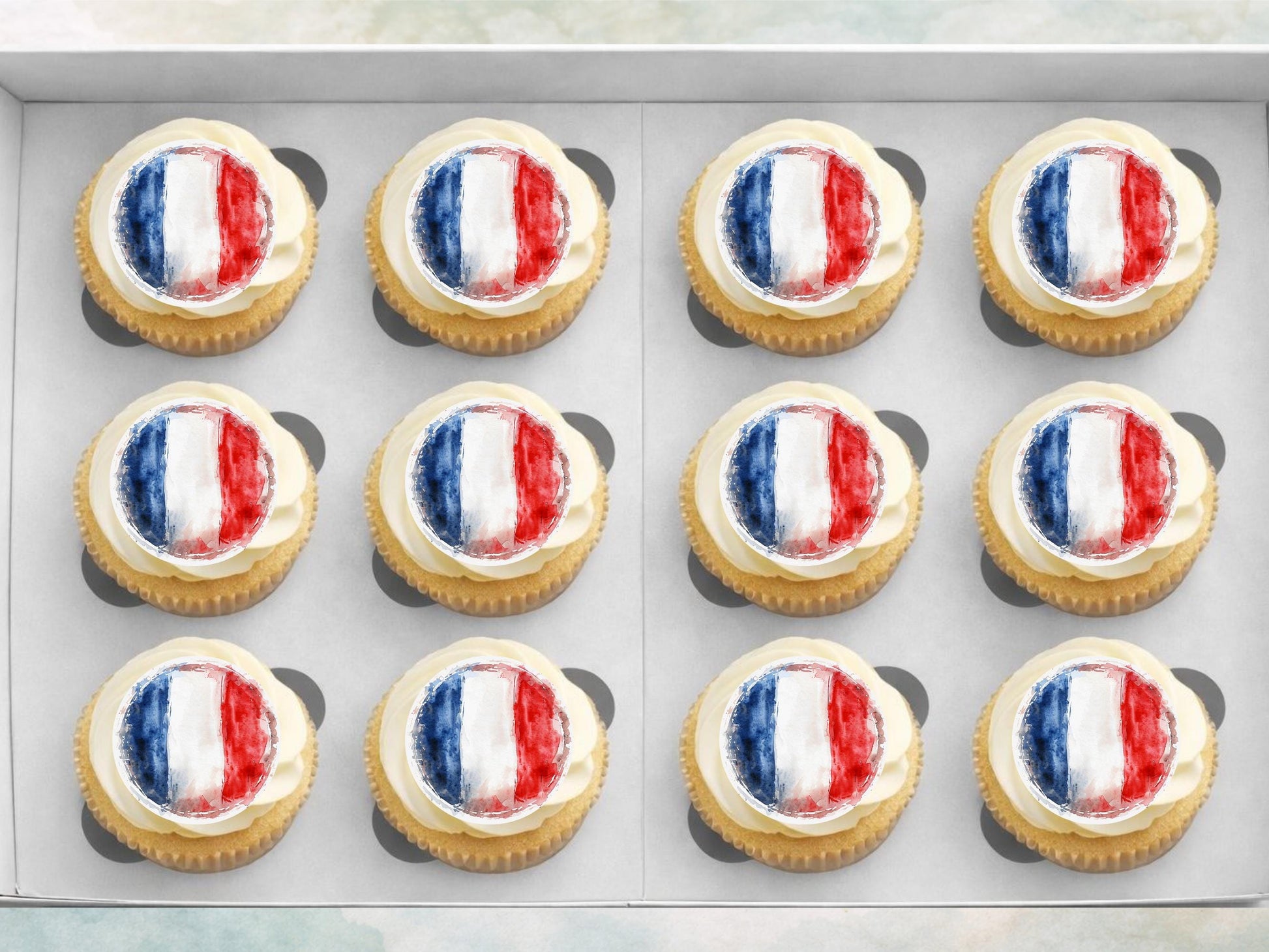 French Flag Edible Cupcake Toppers – France Cake Decorations