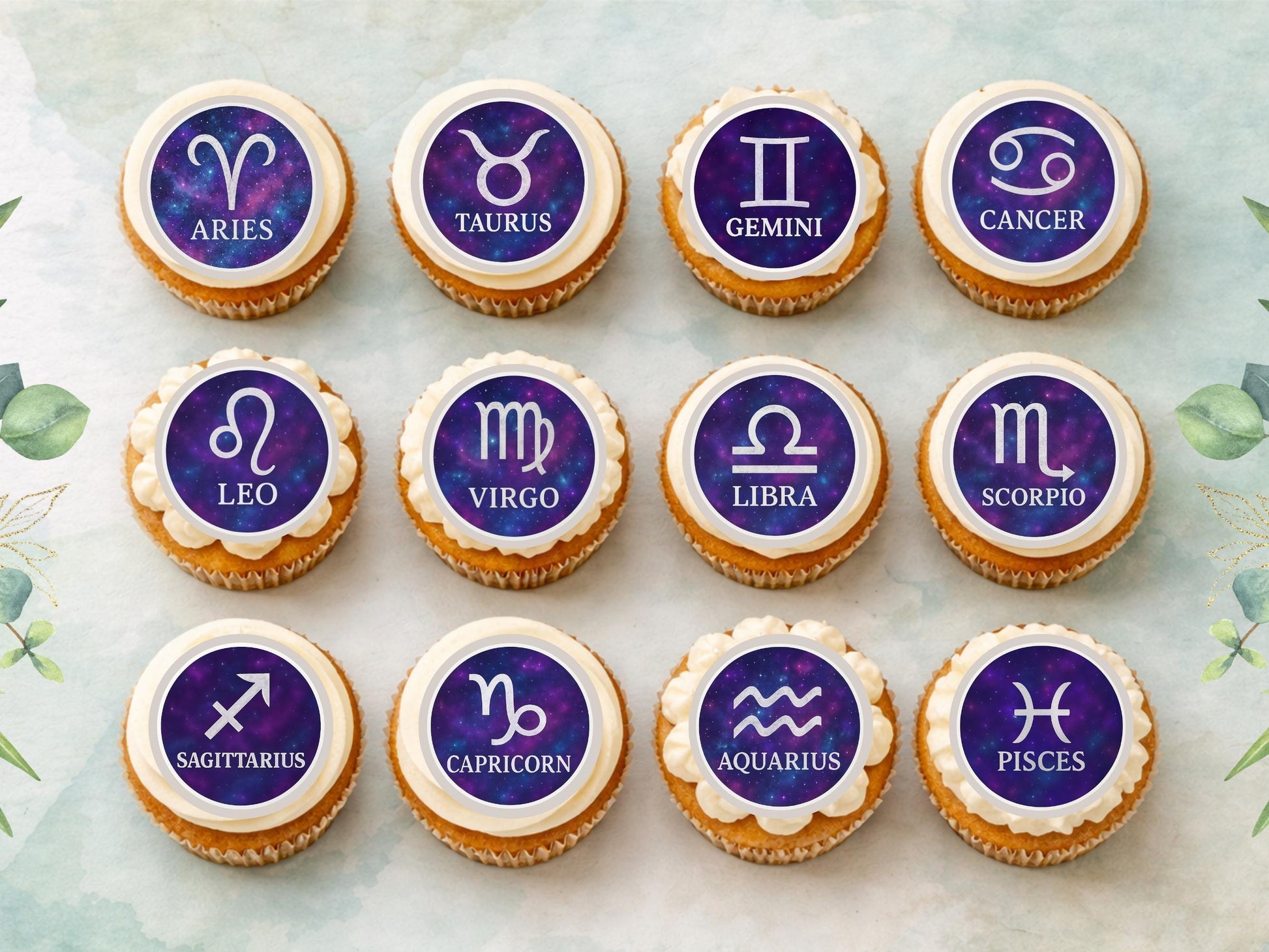 Zodiac Cupcake Toppers – Edible Star Sign Decorations