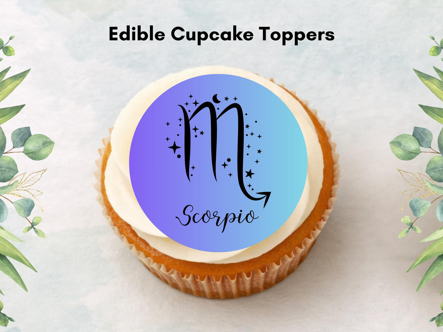 Star Sign Edible Cupcake Toppers 12 x 2"– Pre cut Wafer Paper, Card or Icing Sheet, Signs of the Zodiac Birthday Cake Topper