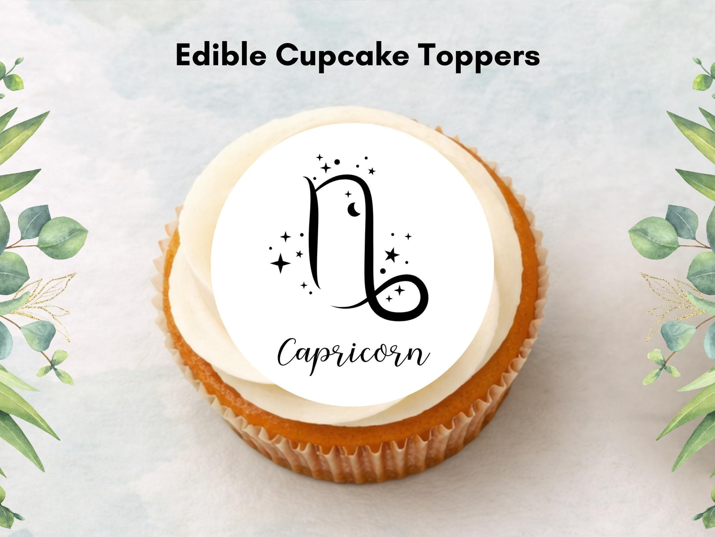 Star Sign Edible Cupcake Toppers 12 x 2"– Pre cut Wafer Paper, Card or Icing Sheet, Signs of the Zodiac Birthday Cake Topper