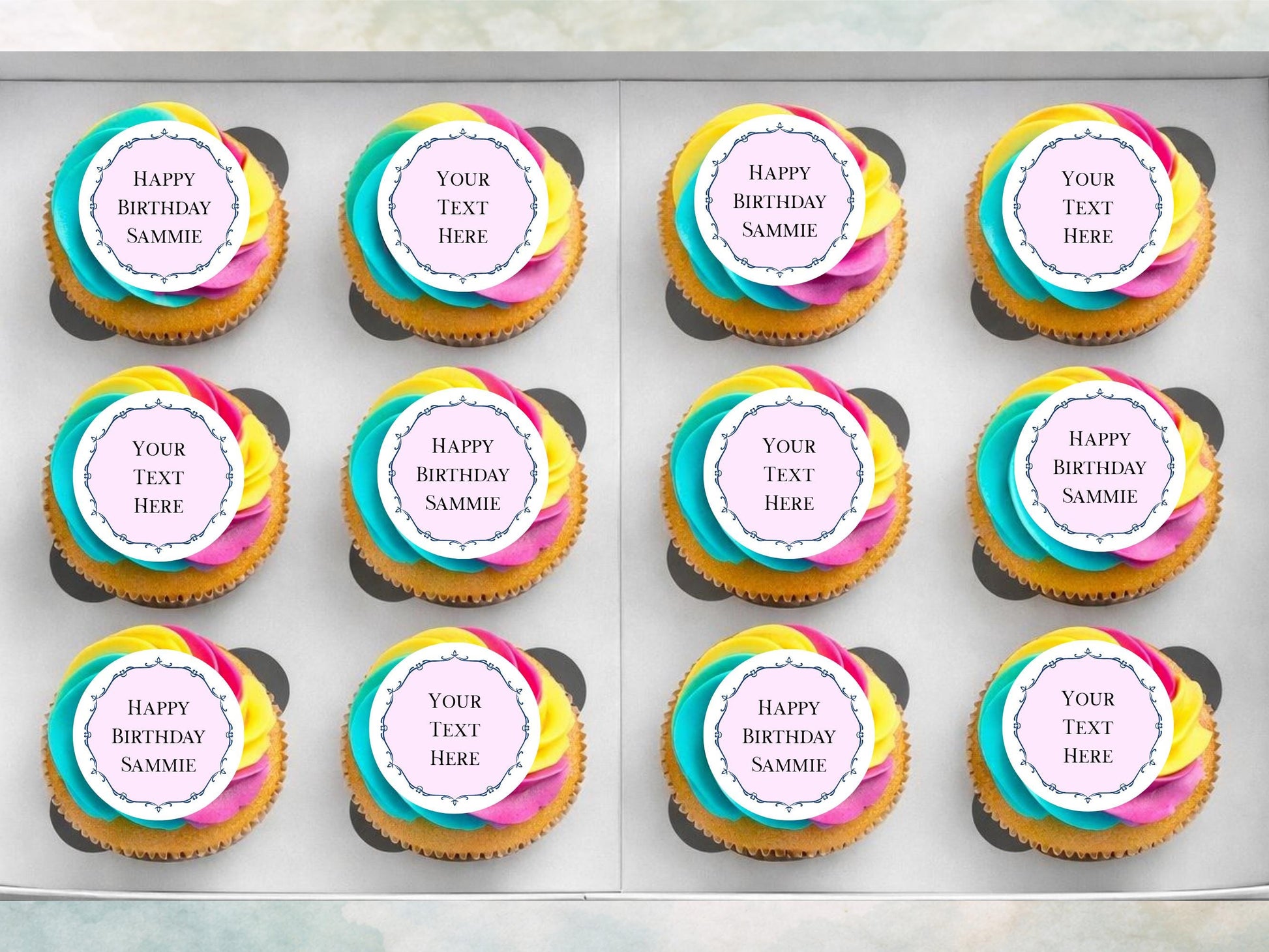 Personalized Pink Birthday Cupcake Toppers – Edible Wafer Paper
