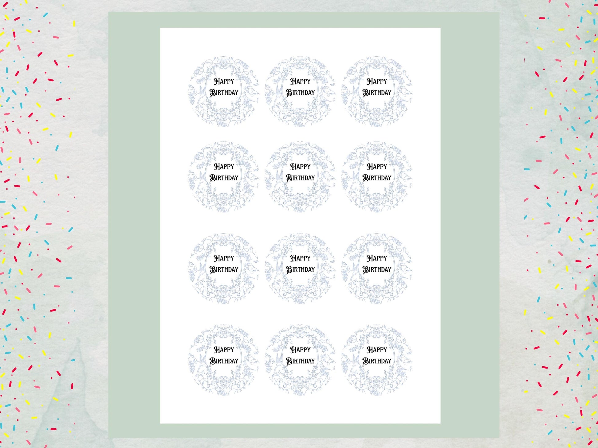Happy Birthday Edible Cupcake Toppers, Pre-Cut 2" (Wafer Paper, Card, Icing Sheet)