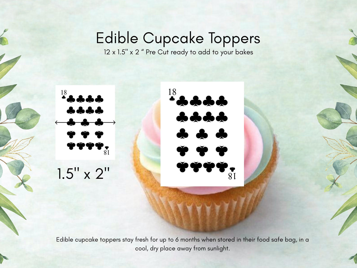 Custom Playing Card Suit Edible Cupcake Toppers: Poker Party Decorations