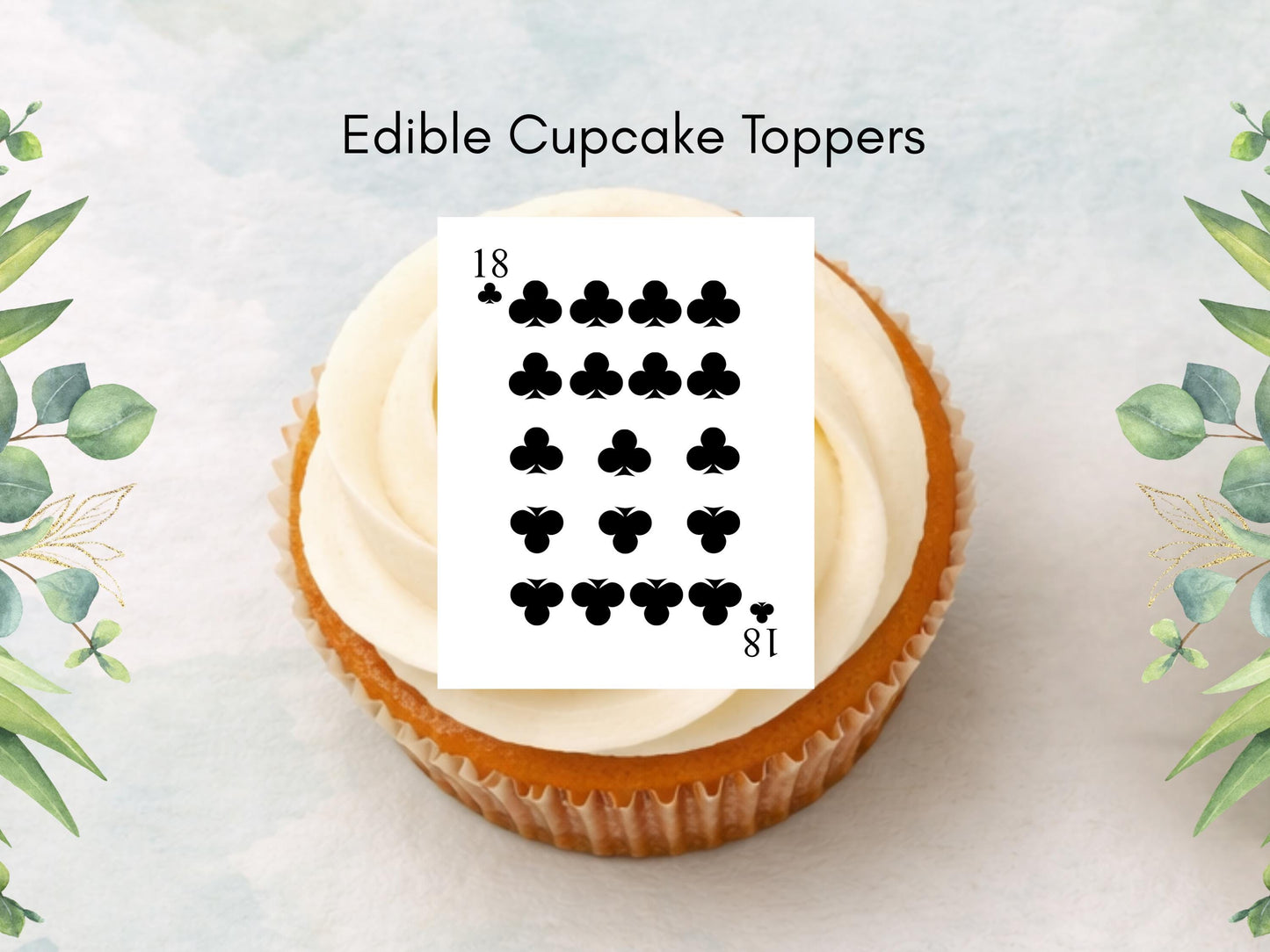 Custom Playing Card Suit Edible Cupcake Toppers: Poker Party Decorations