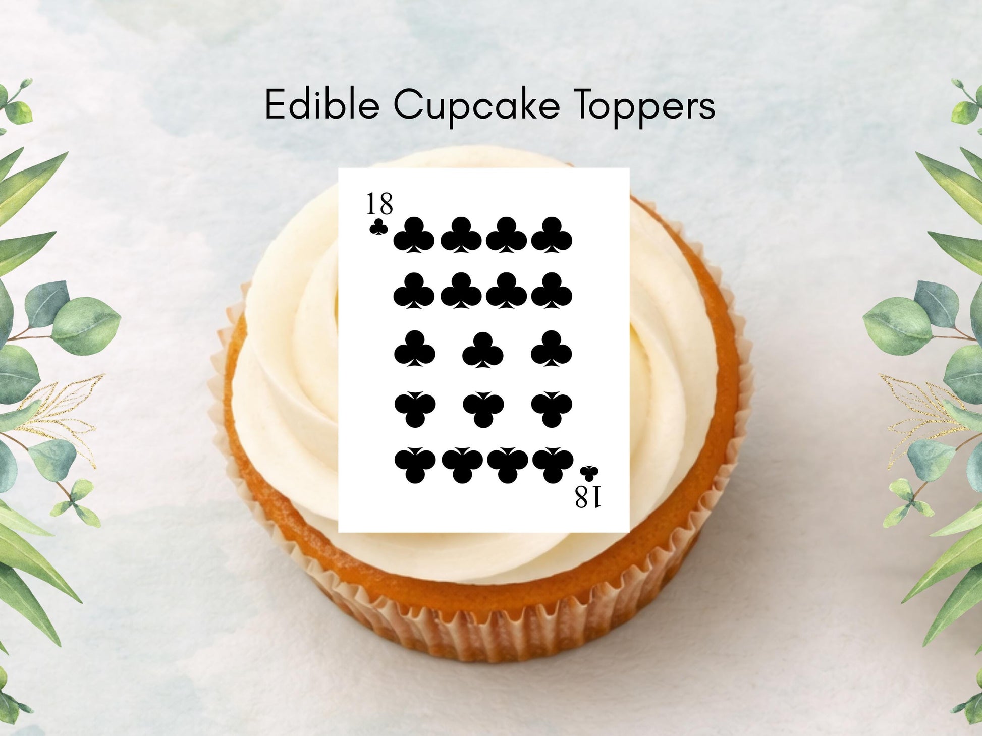 Custom Playing Card Suit Edible Cupcake Toppers: Poker Party Decorations