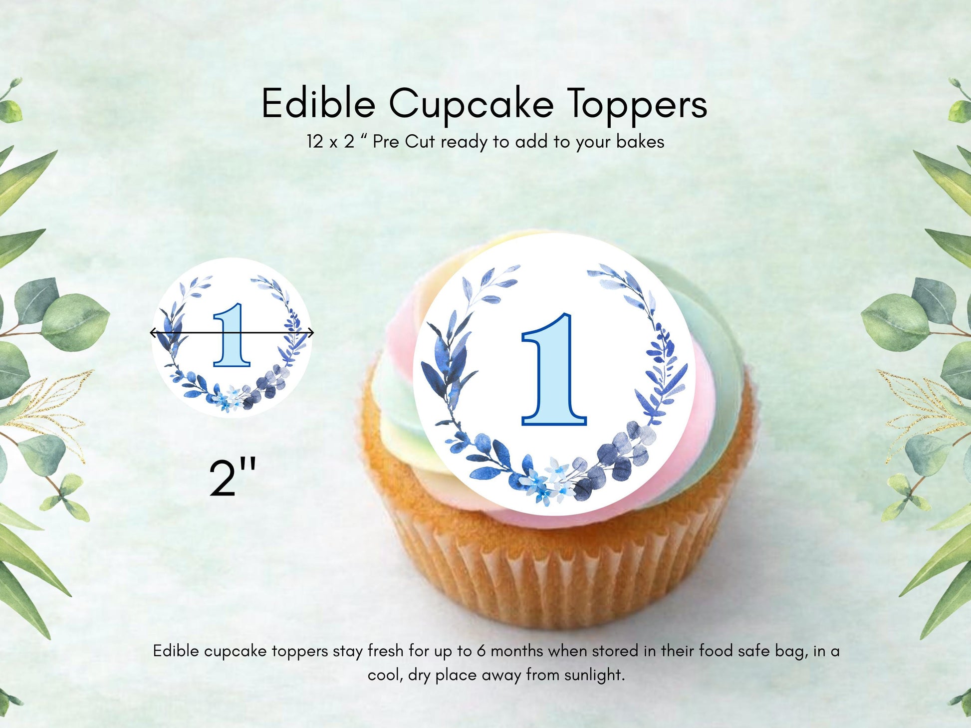 Birthday Edible Cupcake Toppers – 2" Wafer Paper, Card, or Icing Sheet