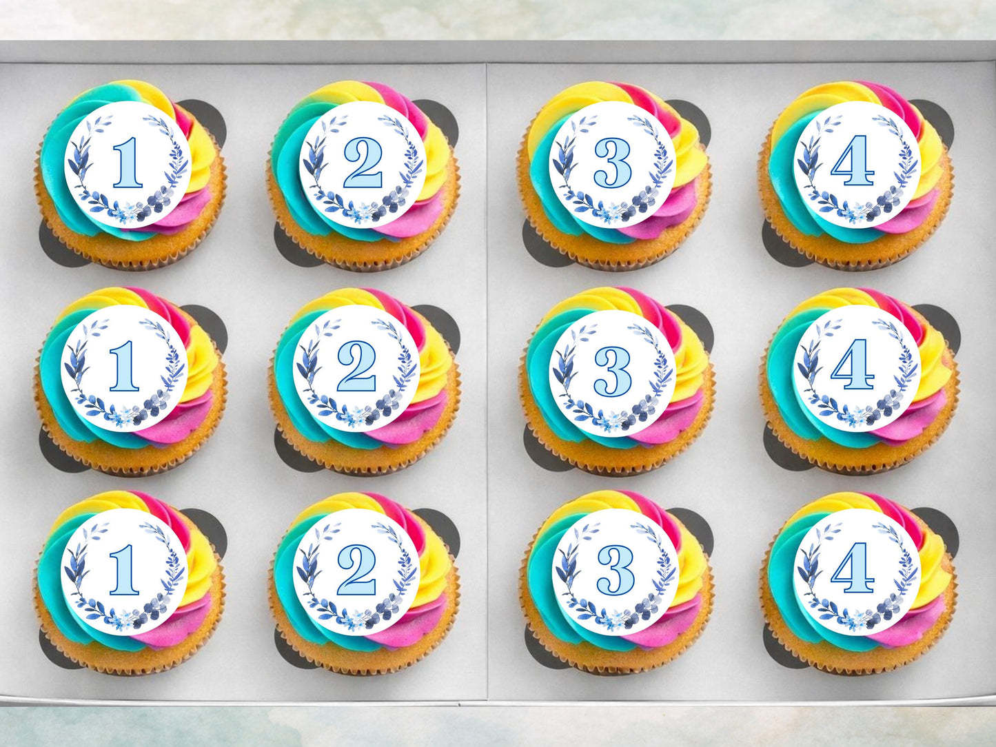 Birthday Edible Cupcake Toppers – 2" Wafer Paper, Card, or Icing Sheet