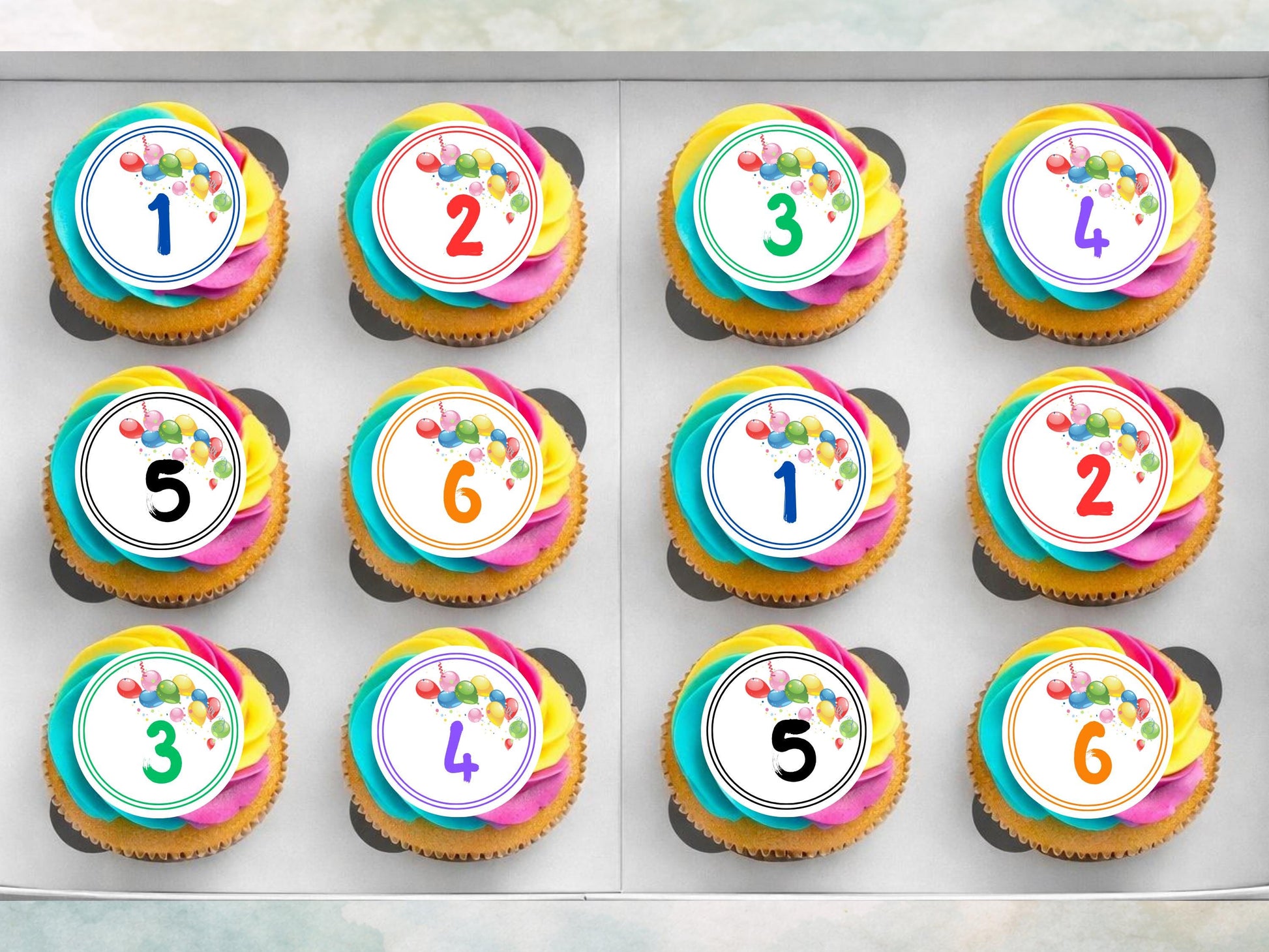 Milestone Birthday Edible Cupcake Toppers – Customizable Age & Color