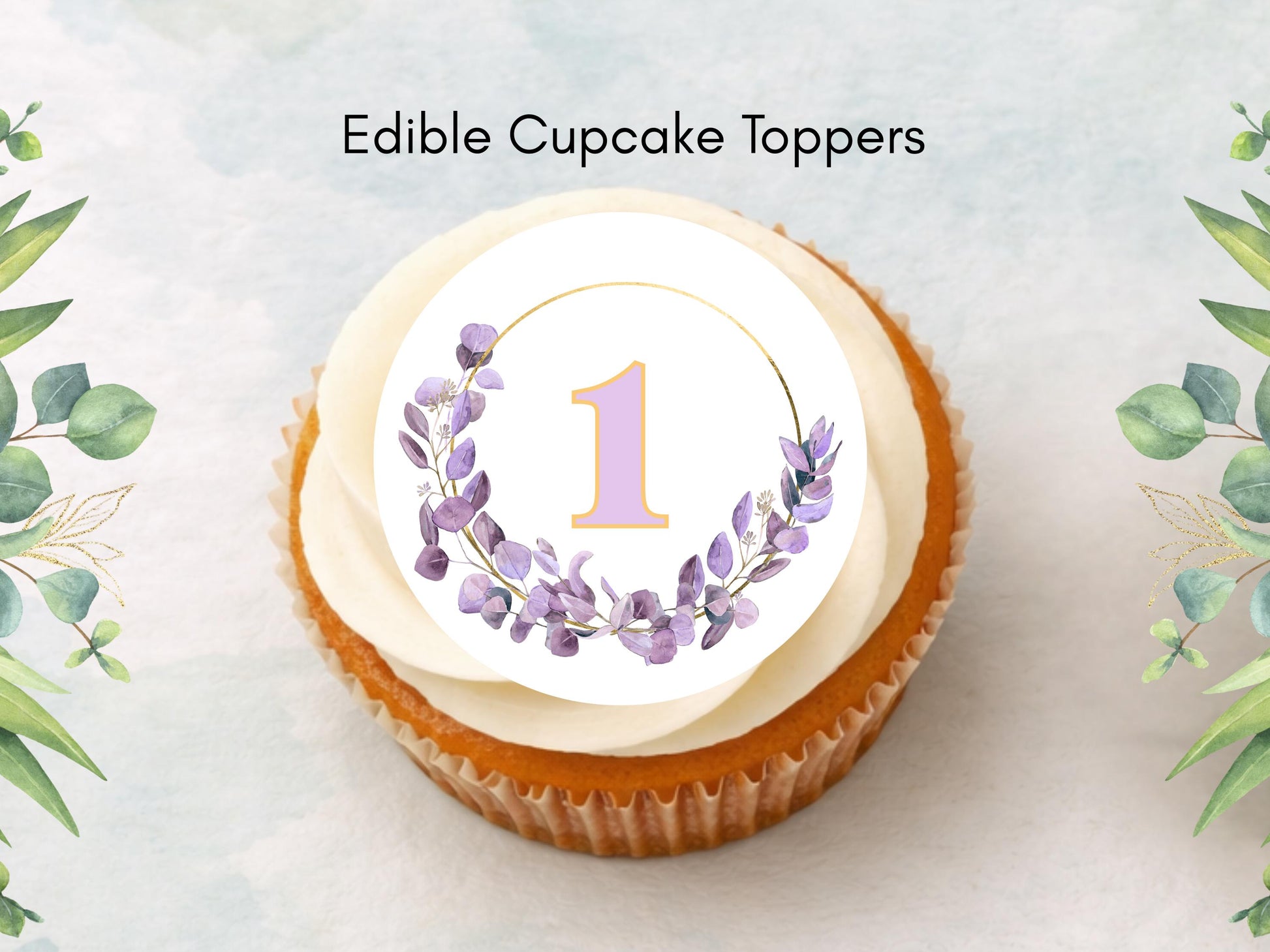 Birthday Edible Cupcake Toppers - Customizable Age, 2" Pre-Cut