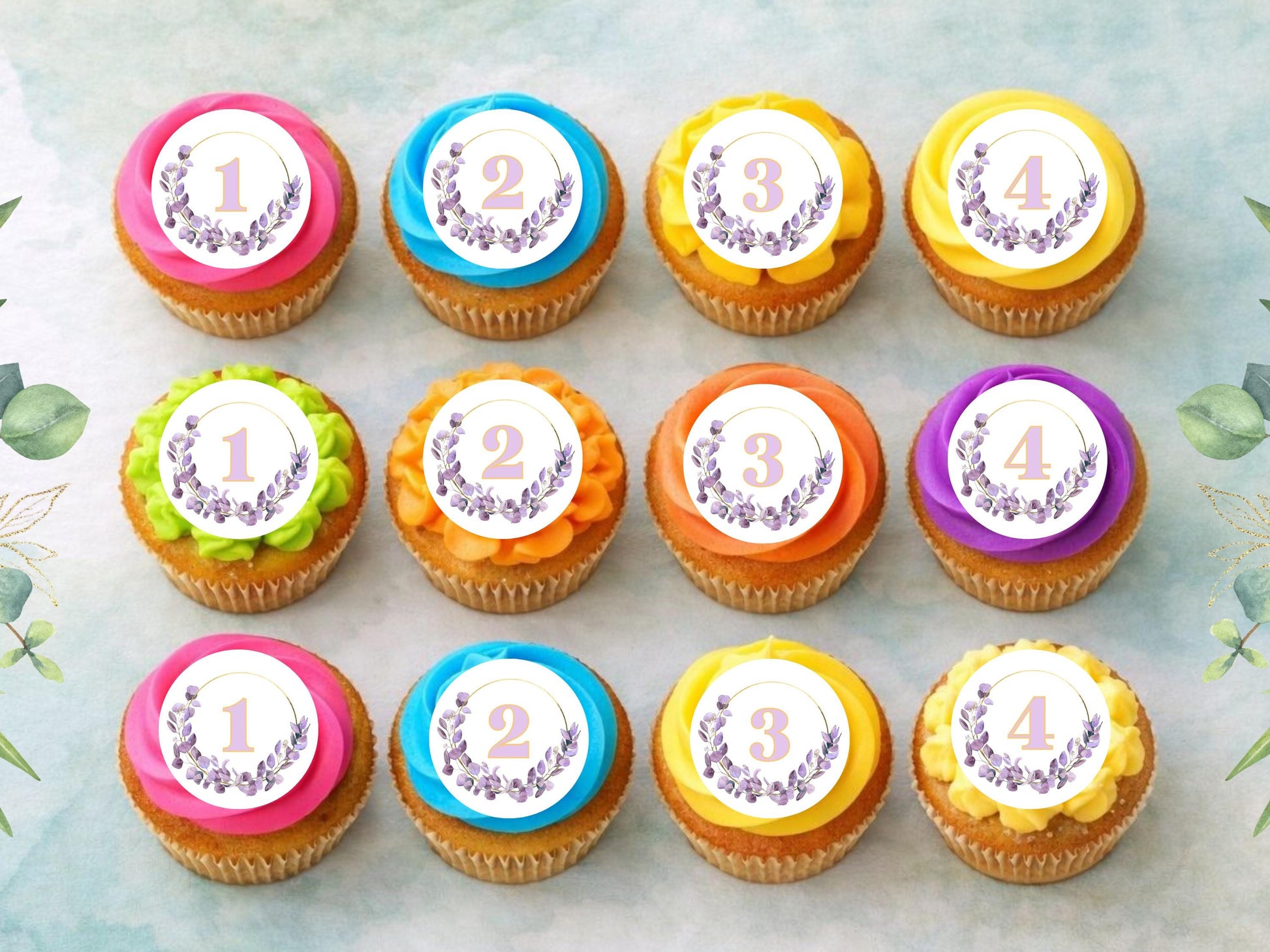 Birthday Edible Cupcake Toppers - Customizable Age, 2" Pre-Cut