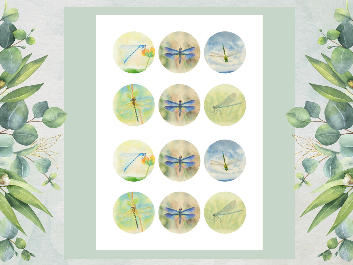 Dragonfly Edible Cupcake Toppers: 12 x 2" Wafer Paper, Card, or Icing Sheet