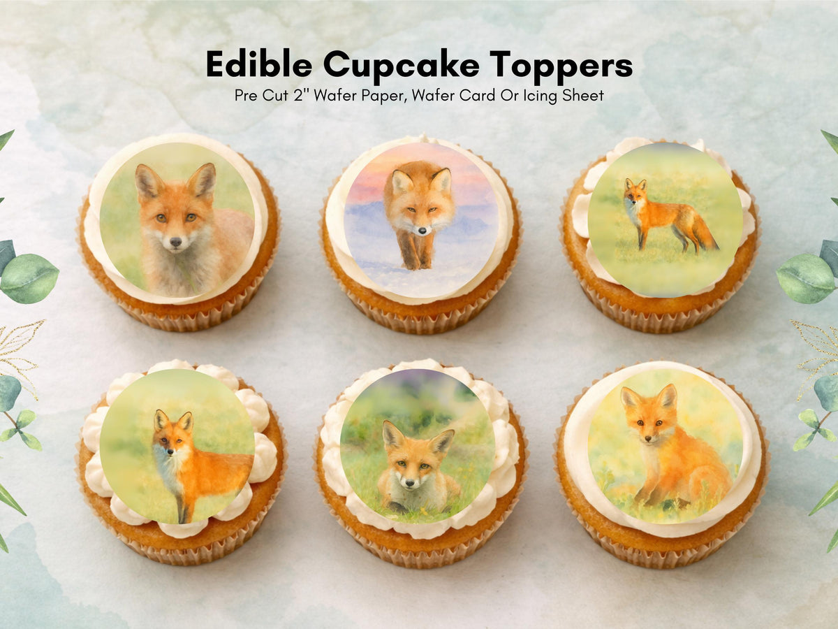 Fox Edible Cupcake Toppers, Fox Birthday Cake Topper, Wild life Cake Decoration