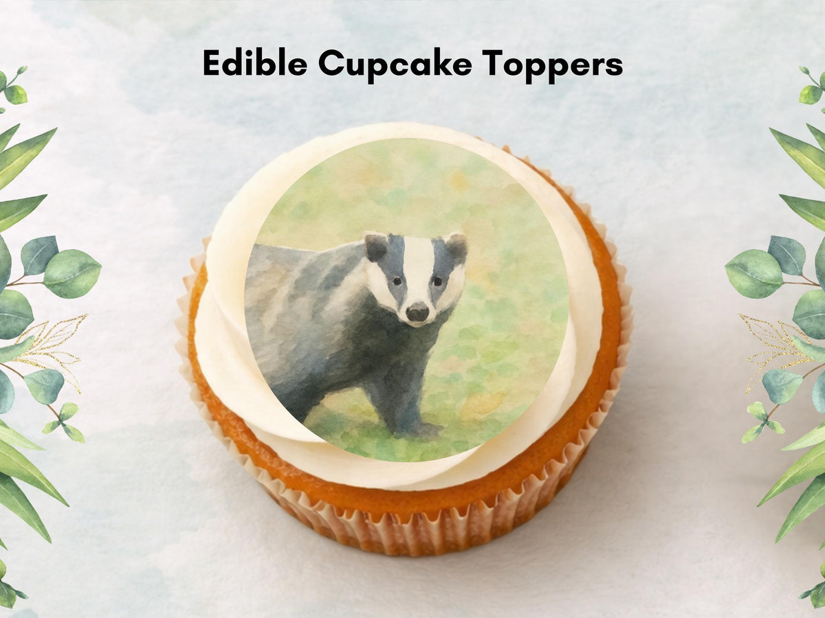 Badger Cupcake Toppers – Precut Edible Cake Decoration