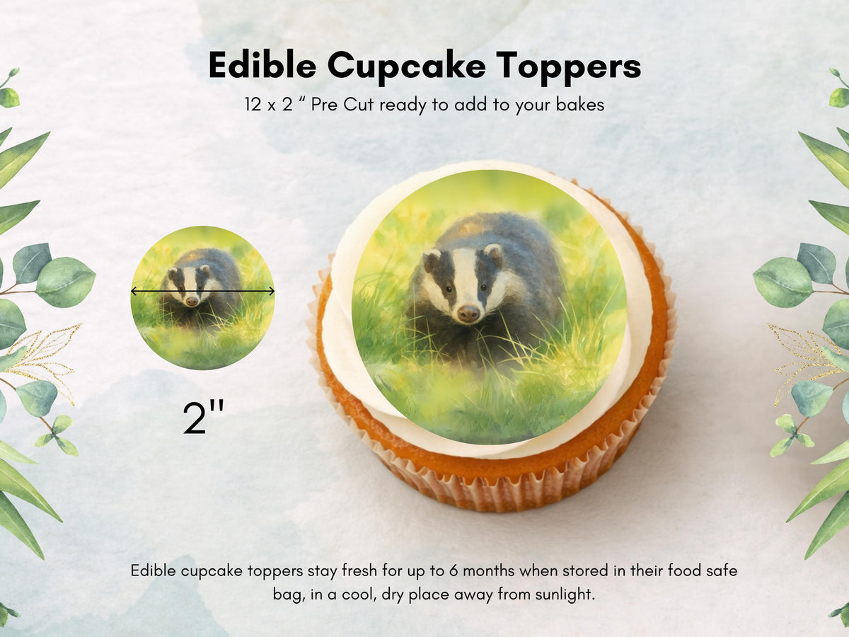 Badger Cupcake Toppers – Precut Edible Cake Decoration