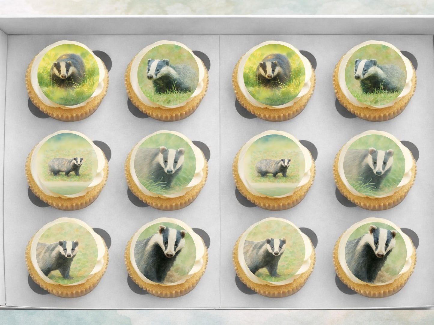 Badger Cupcake Toppers – Precut Edible Cake Decoration