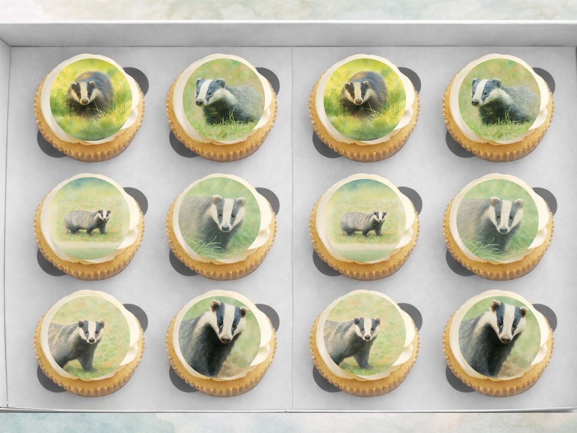 Badger Cupcake Toppers – Precut Edible Cake Decoration
