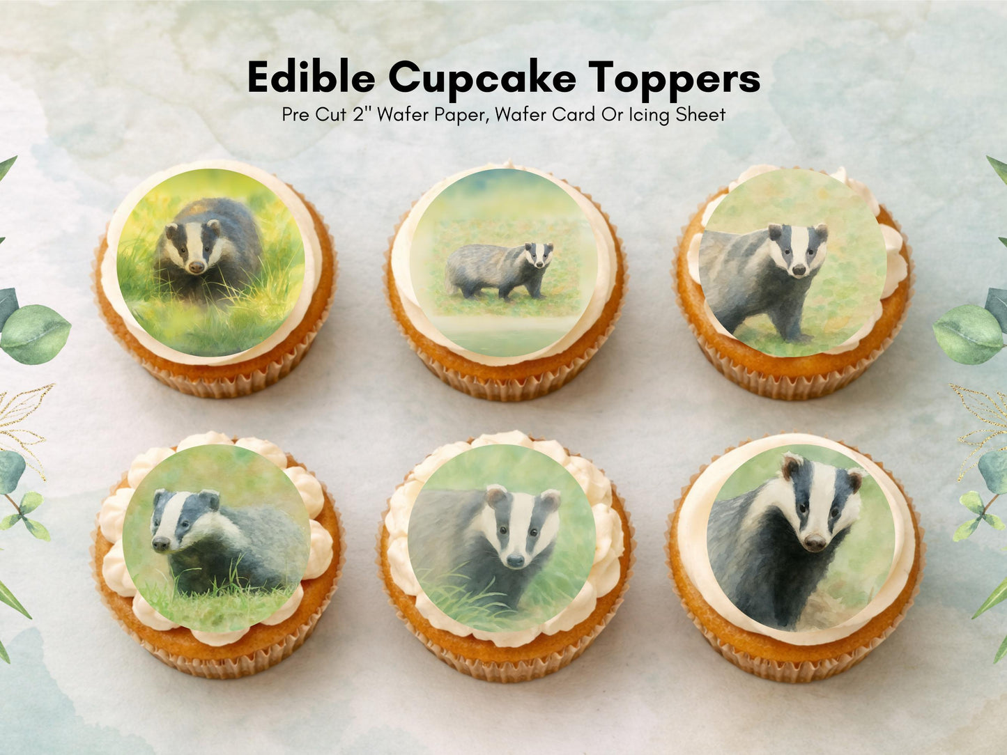Badger Cupcake Toppers – Precut Edible Cake Decoration