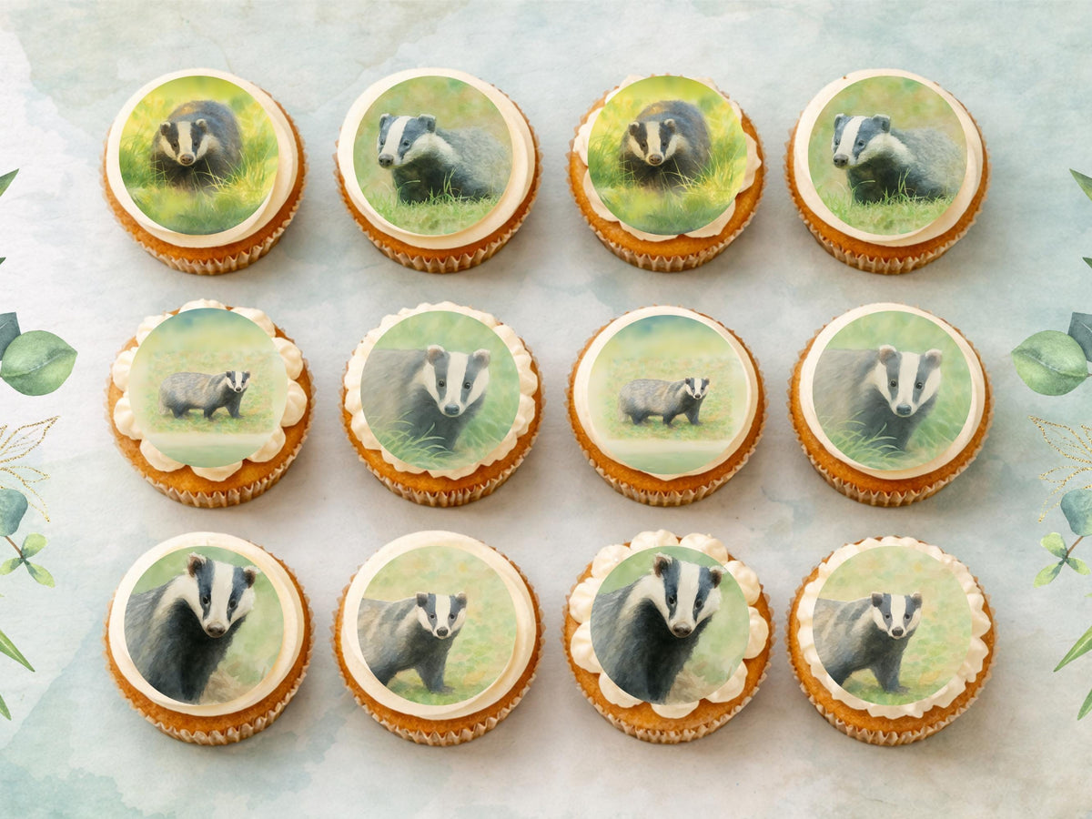 Badger Cupcake Toppers – Precut Edible Cake Decoration