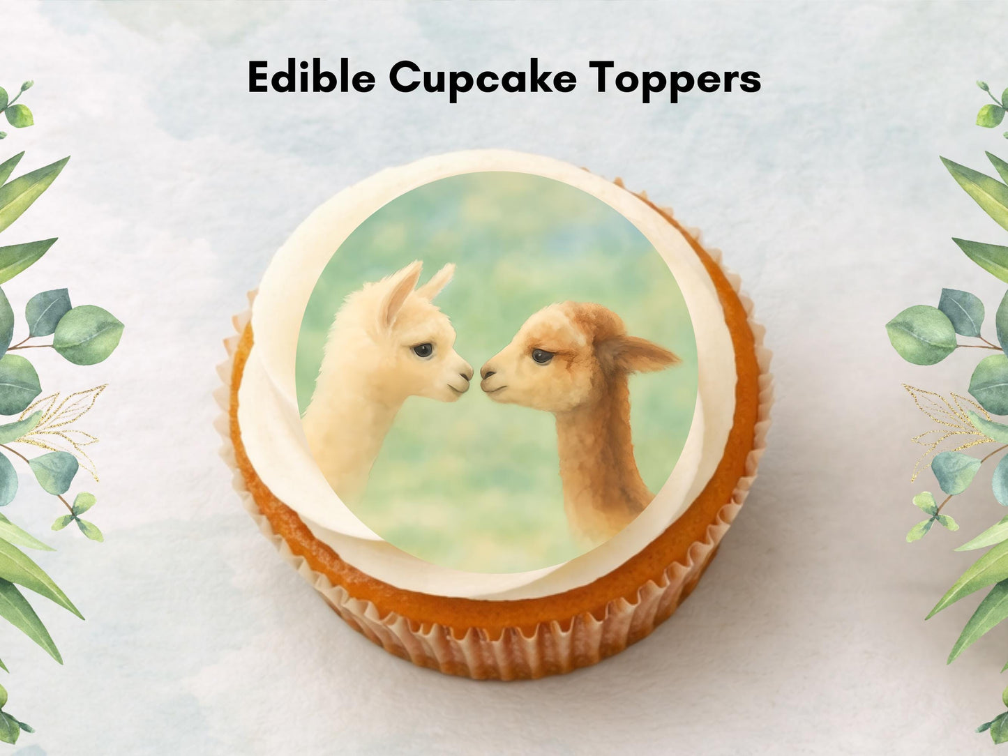 Alpaca Cupcake Toppers – Edible Birthday Cake Decoration (Pre-Cut)