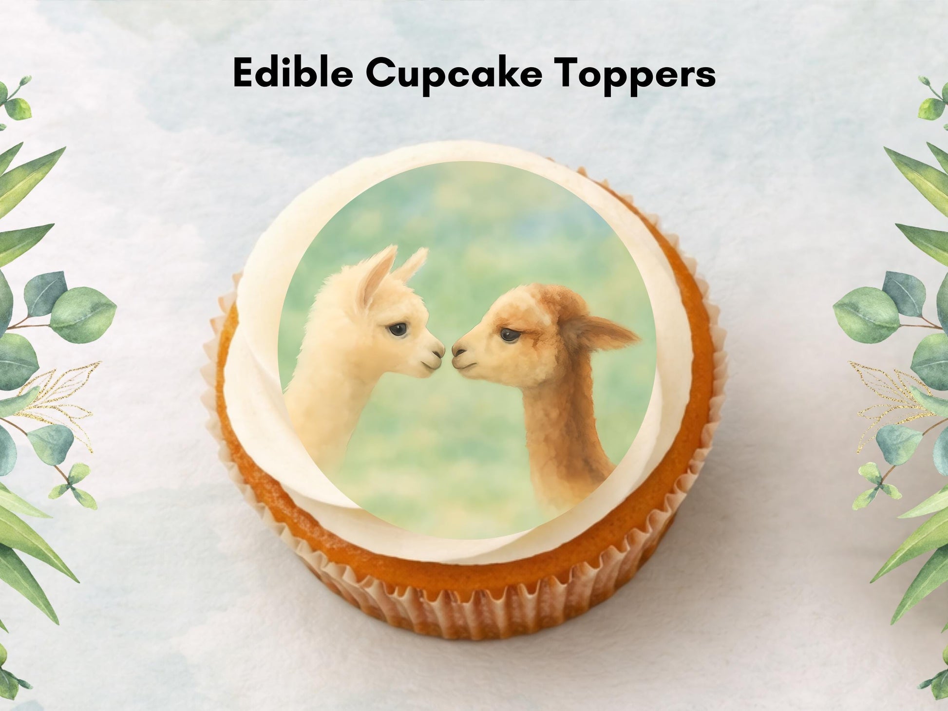 Alpaca Cupcake Toppers – Edible Birthday Cake Decoration (Pre-Cut)