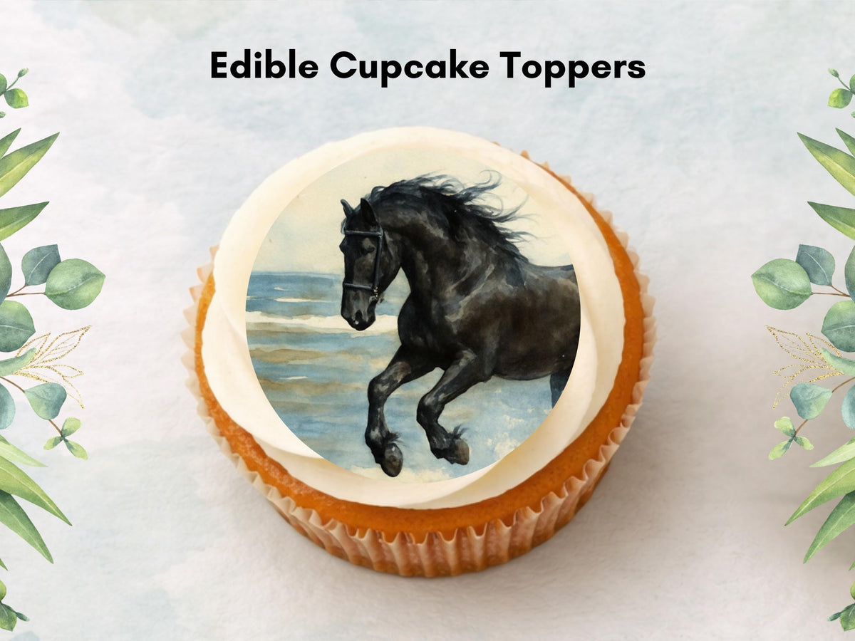 Horse Edible Cupcake Toppers – 12 x 2" Pony Birthday Cake Decorations
