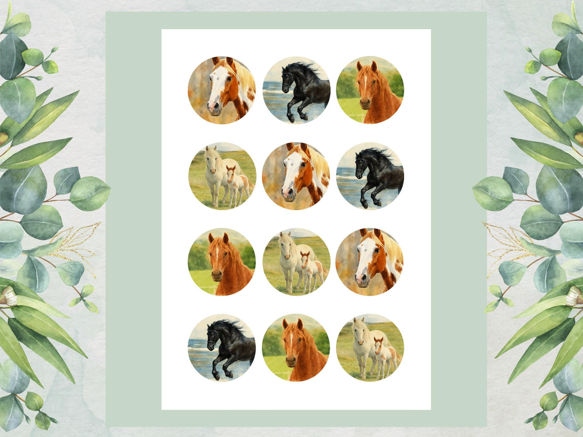 Horse Edible Cupcake Toppers – 12 x 2" Pony Birthday Cake Decorations