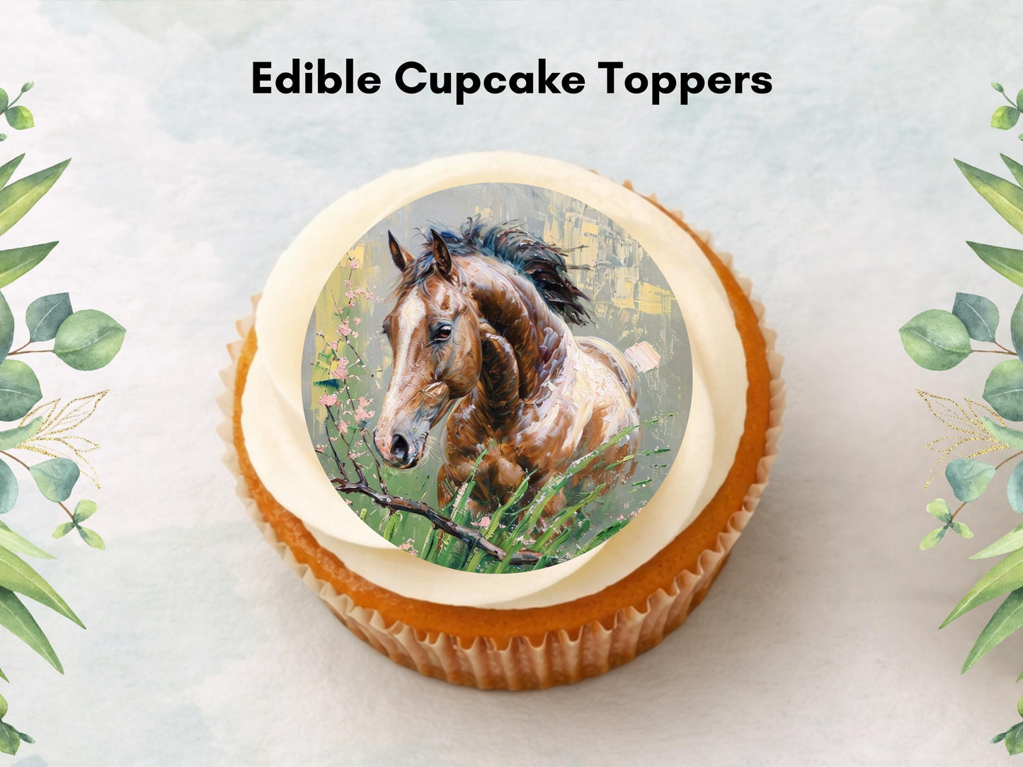 Horse Edible Cupcake Toppers – Precut Pony Birthday Decorations