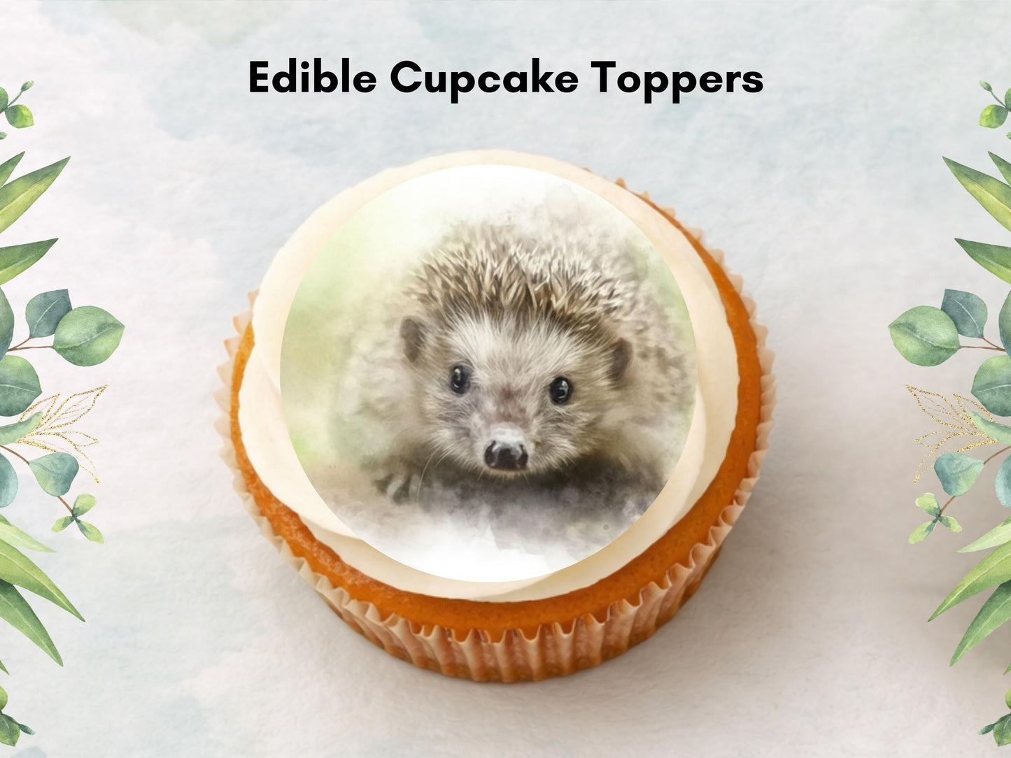 Hedgehog Edible Cupcake Toppers 12 x 2" Forest Animal Cake Decoration