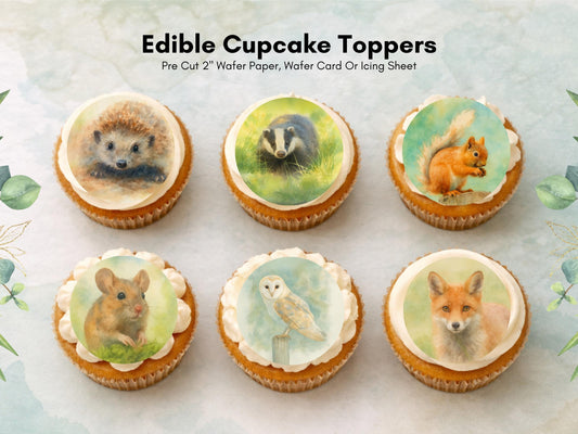Forest Animal Edible Cupcake Toppers 12 x 2"– Wildlife Cake Decoration