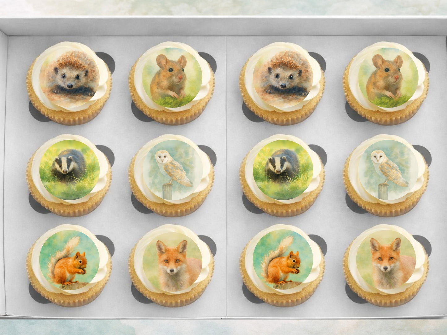 Forest Animal Edible Cupcake Toppers 12 x 2"– Wildlife Cake Decoration