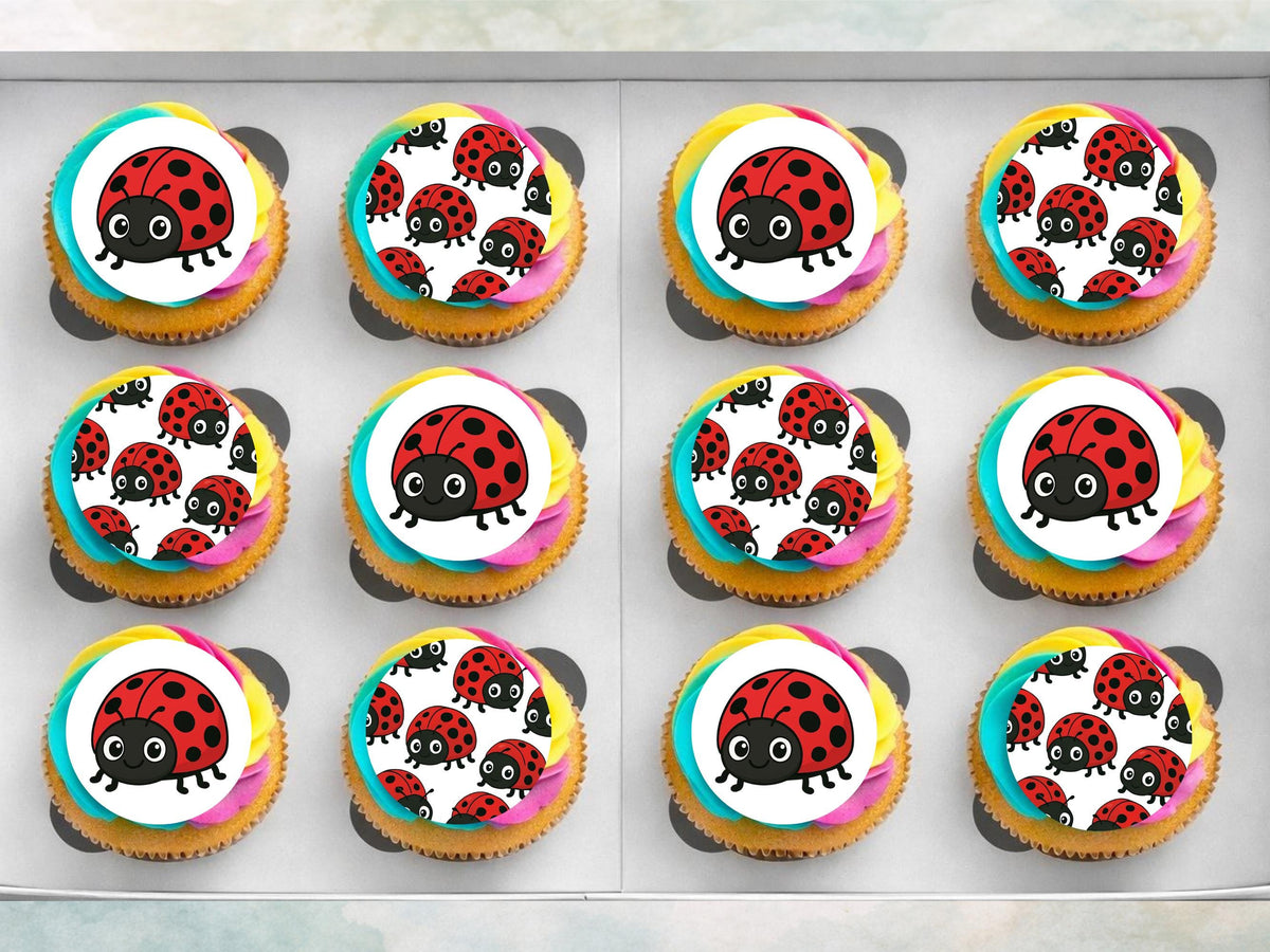 Ladybug Cupcake Toppers – Lady Bird Cake Decorations 12 x 2"