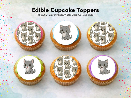 Cute Kitten Edible Cupcake Toppers – Precut Cat Cake Decoration