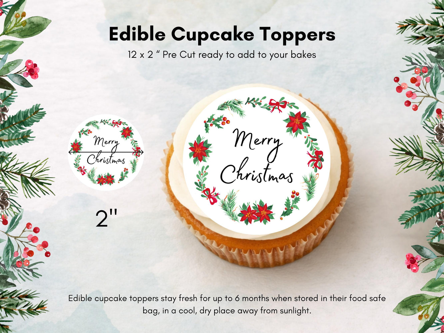 Christmas Cupcake Toppers – Precut Edible Wafer Paper Designs