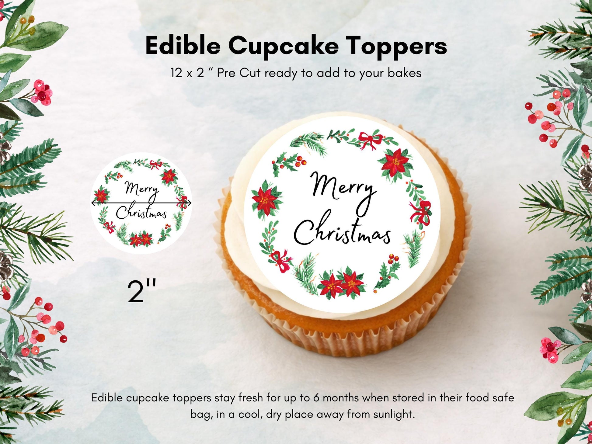 Christmas Cupcake Toppers – Precut Edible Wafer Paper Designs