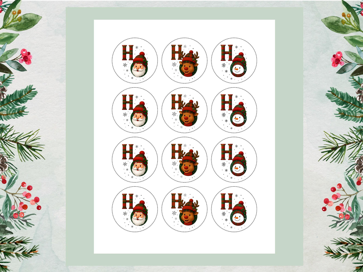 Christmas Edible Cupcake Toppers – Santa, Snowman, Reindeer (2" Pre-Cut)