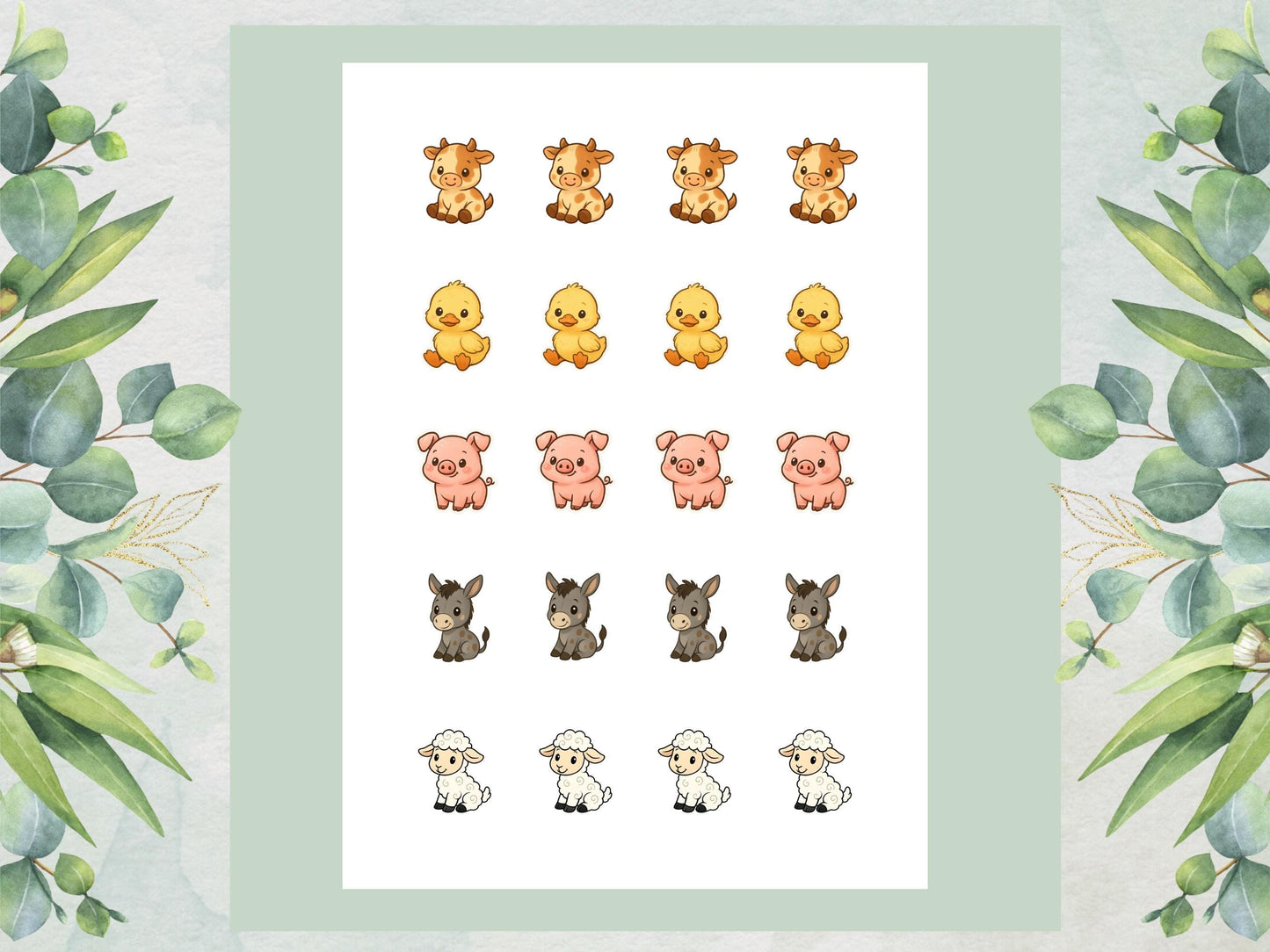 Farm Animal Edible Cake Pop Toppers: 20 x 1.5" Wafer Paper or Wafer Card
