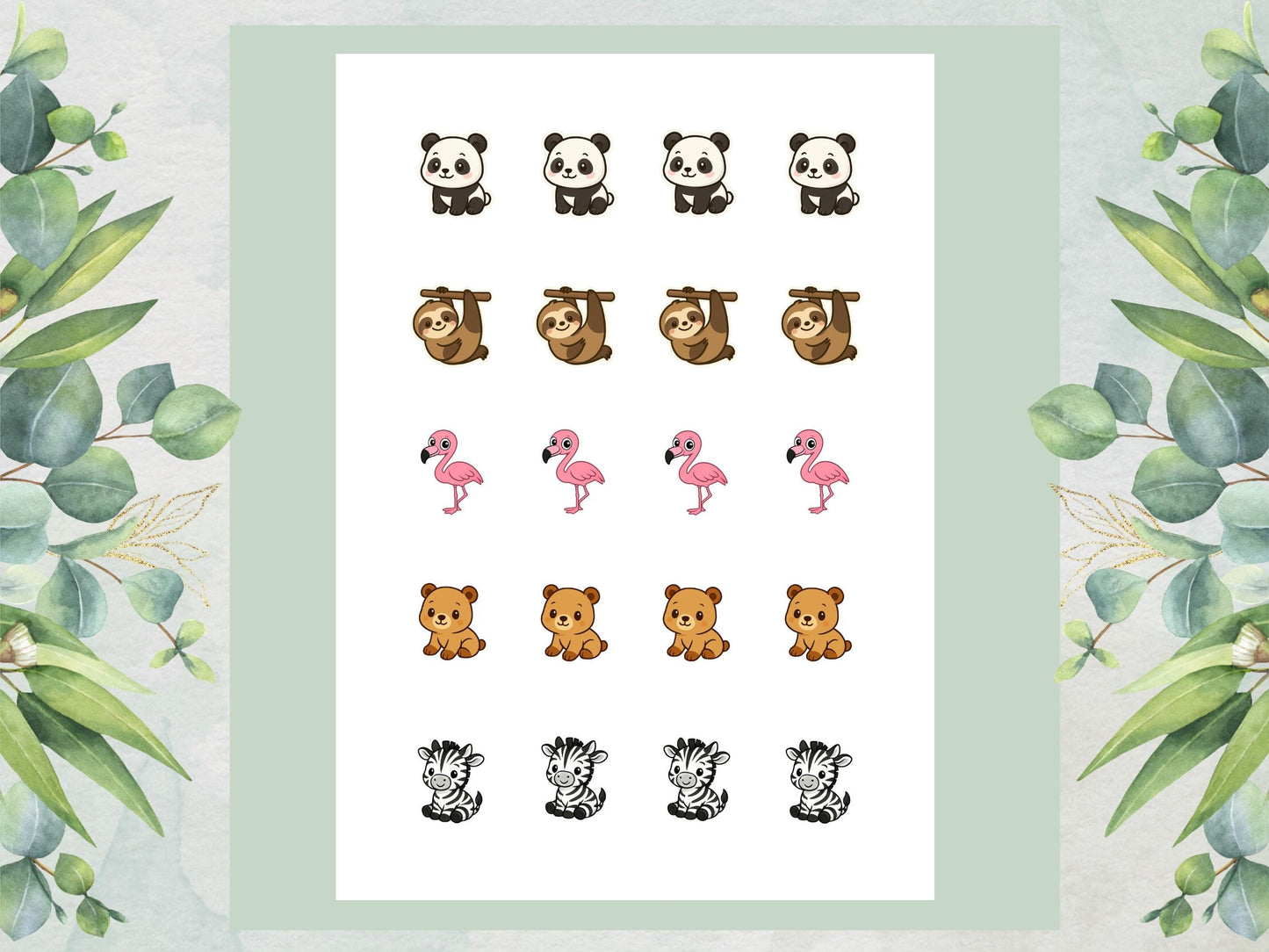 Zoo Animal Edible Cake Pop Toppers: 20 x 1.5" Wafer Paper or Wafer Card