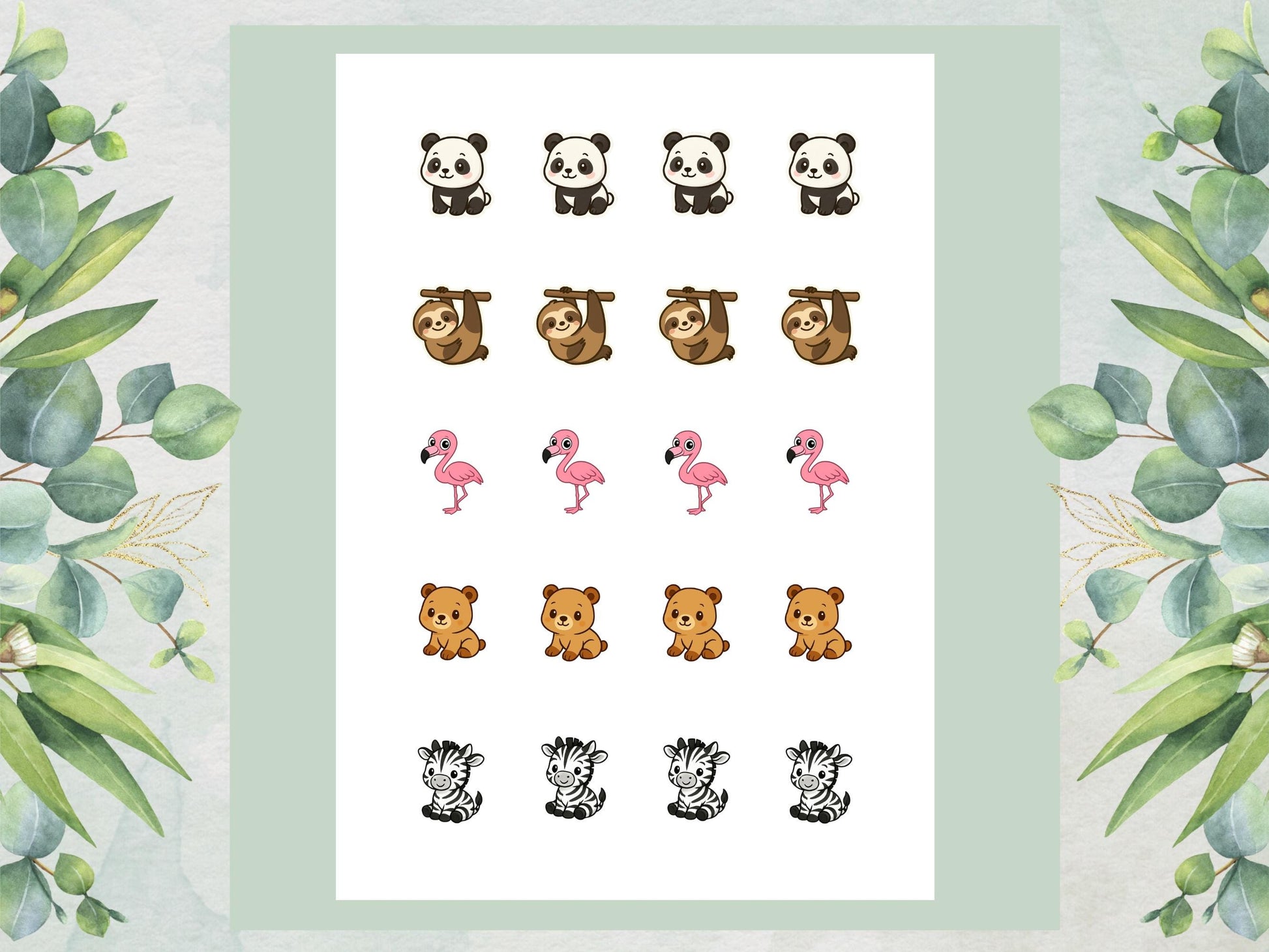 Zoo Animal Edible Cake Pop Toppers: 20 x 1.5" Wafer Paper or Wafer Card