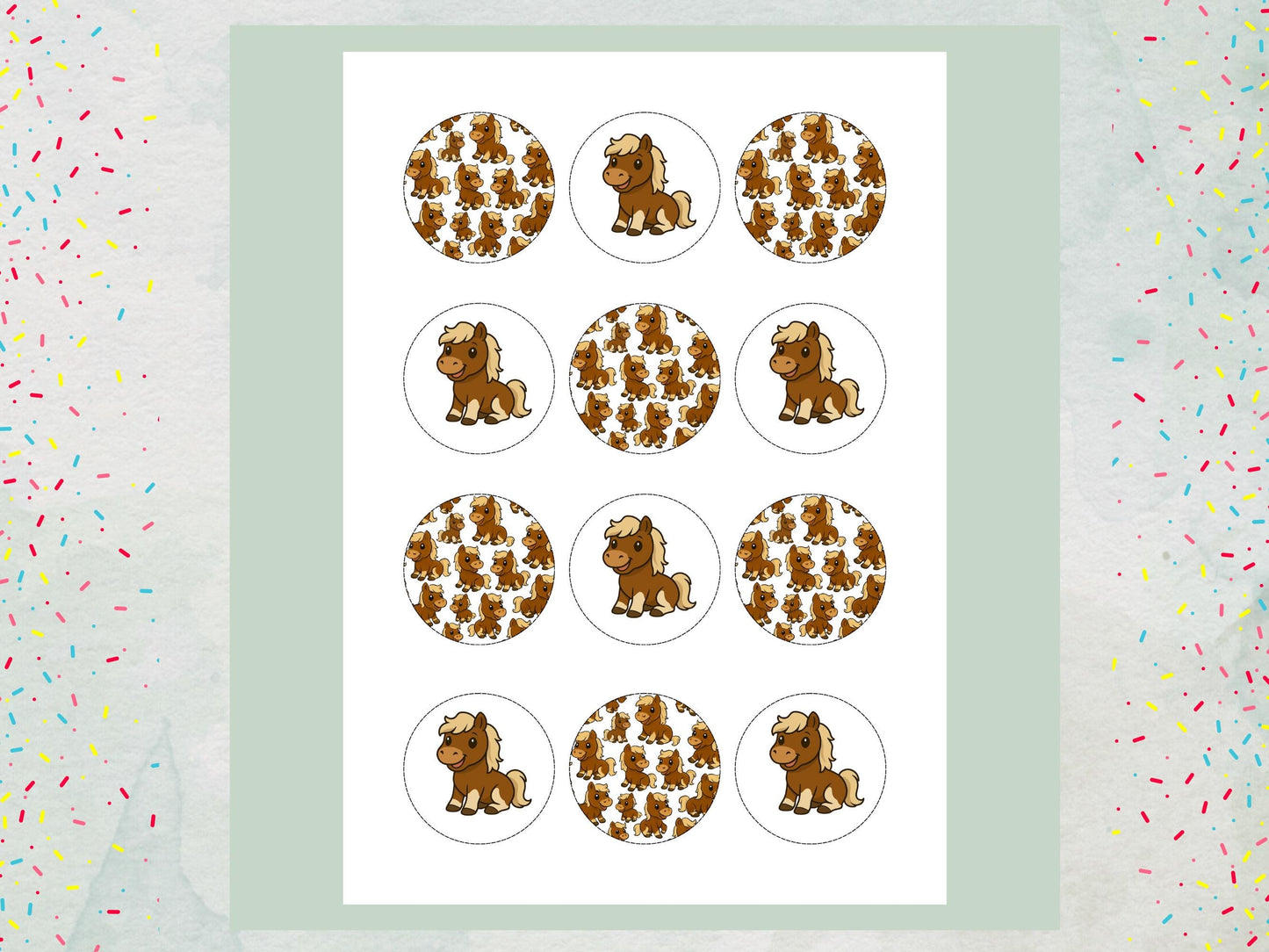Cute Horse Edible Cupcake Toppers – 12 x 2" Pony Birthday Cake Decorations