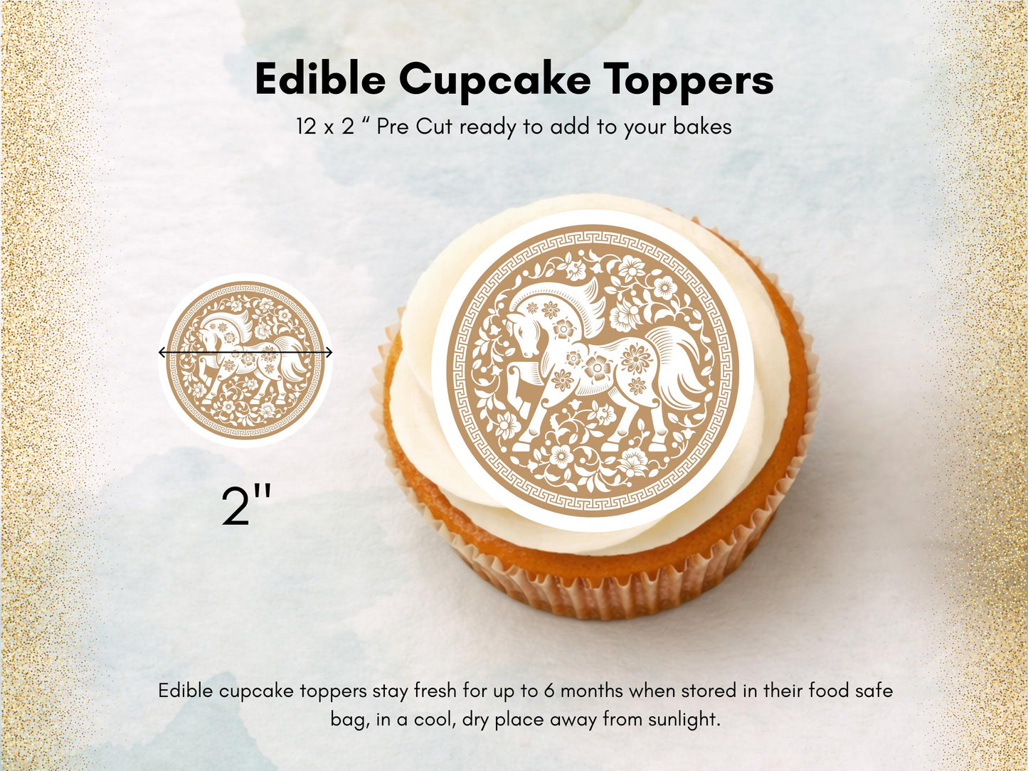 Chinese New Year Cupcake Toppers – Year of the Horse, Edible Decorations