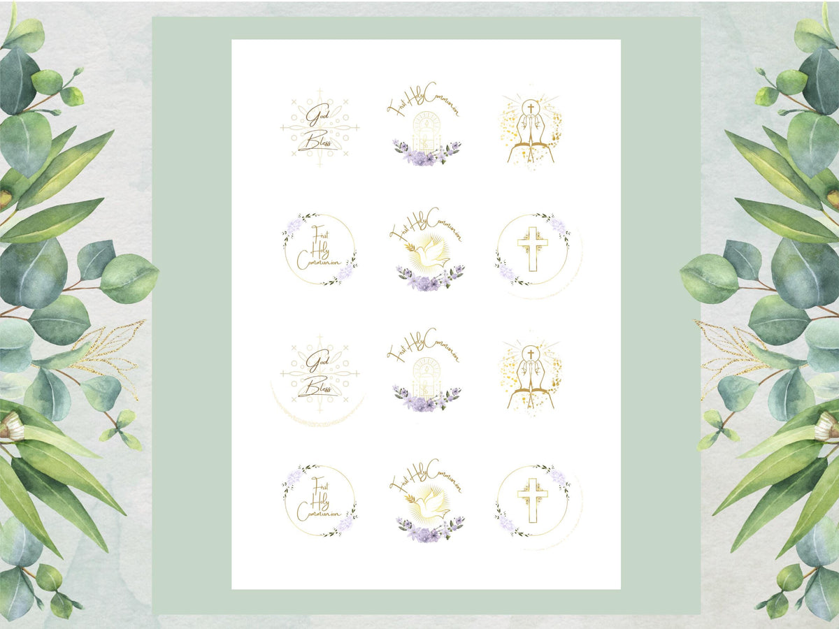 First Holy Communion Edible Cupcake Toppers – Wafer, Card, or Icing