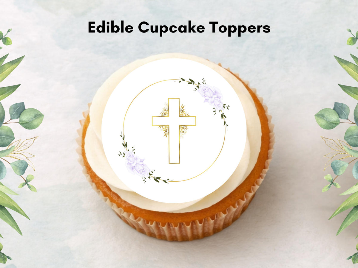 First Holy Communion Edible Cupcake Toppers – Wafer, Card, or Icing