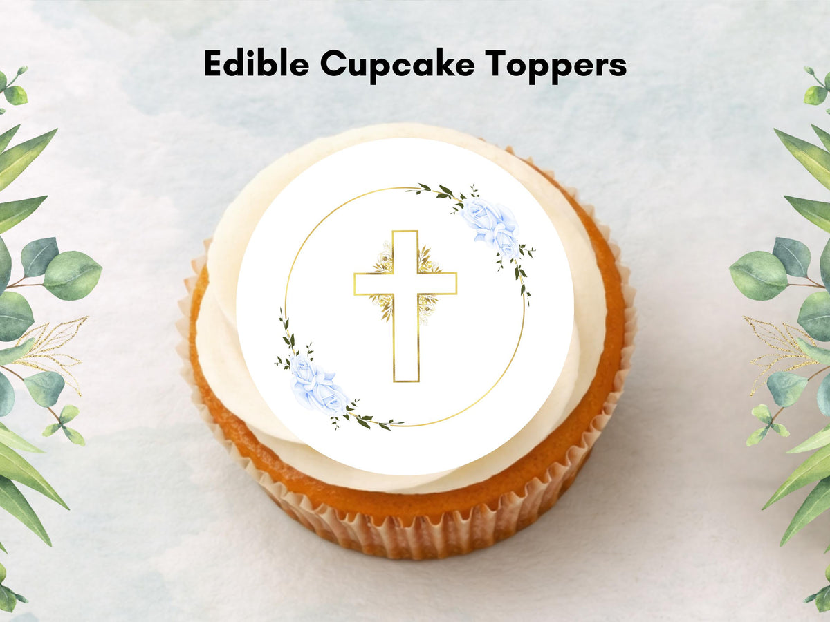 First Holy Communion Edible Cupcake Toppers – Wafer, Card, or Icing