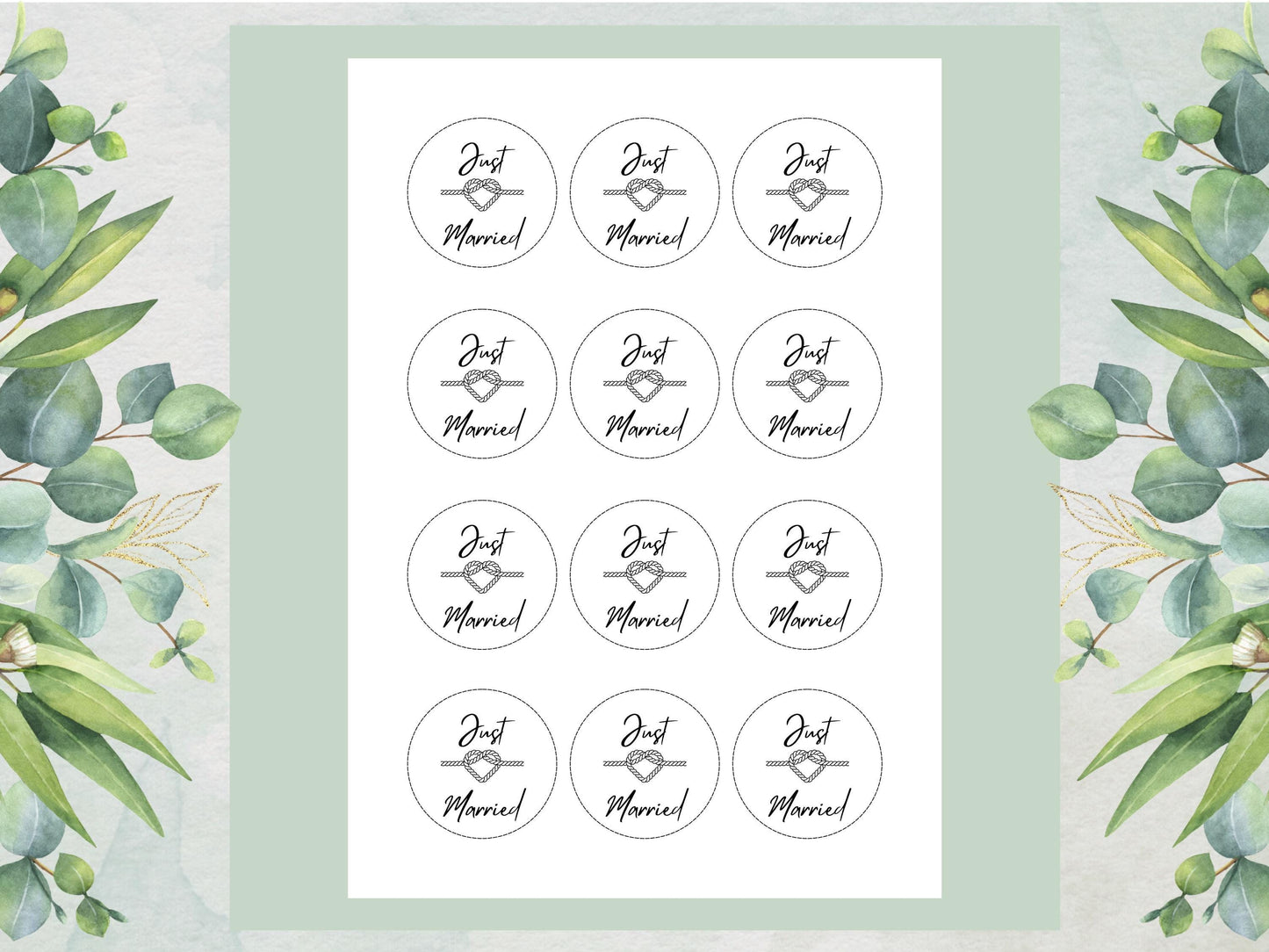 Just Married Edible Cupcake Toppers – 2" Wafer Paper, Card, or Icing