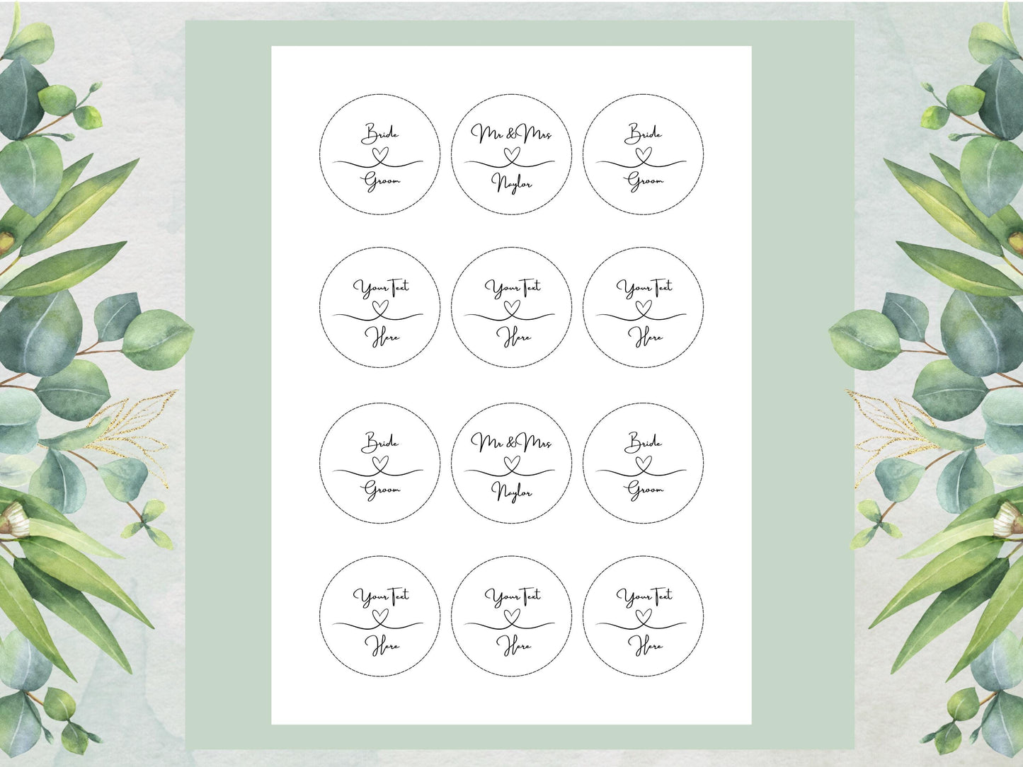 Personalized Wedding Cupcake Toppers – Edible Wafer Paper or Icing (12 x 2")