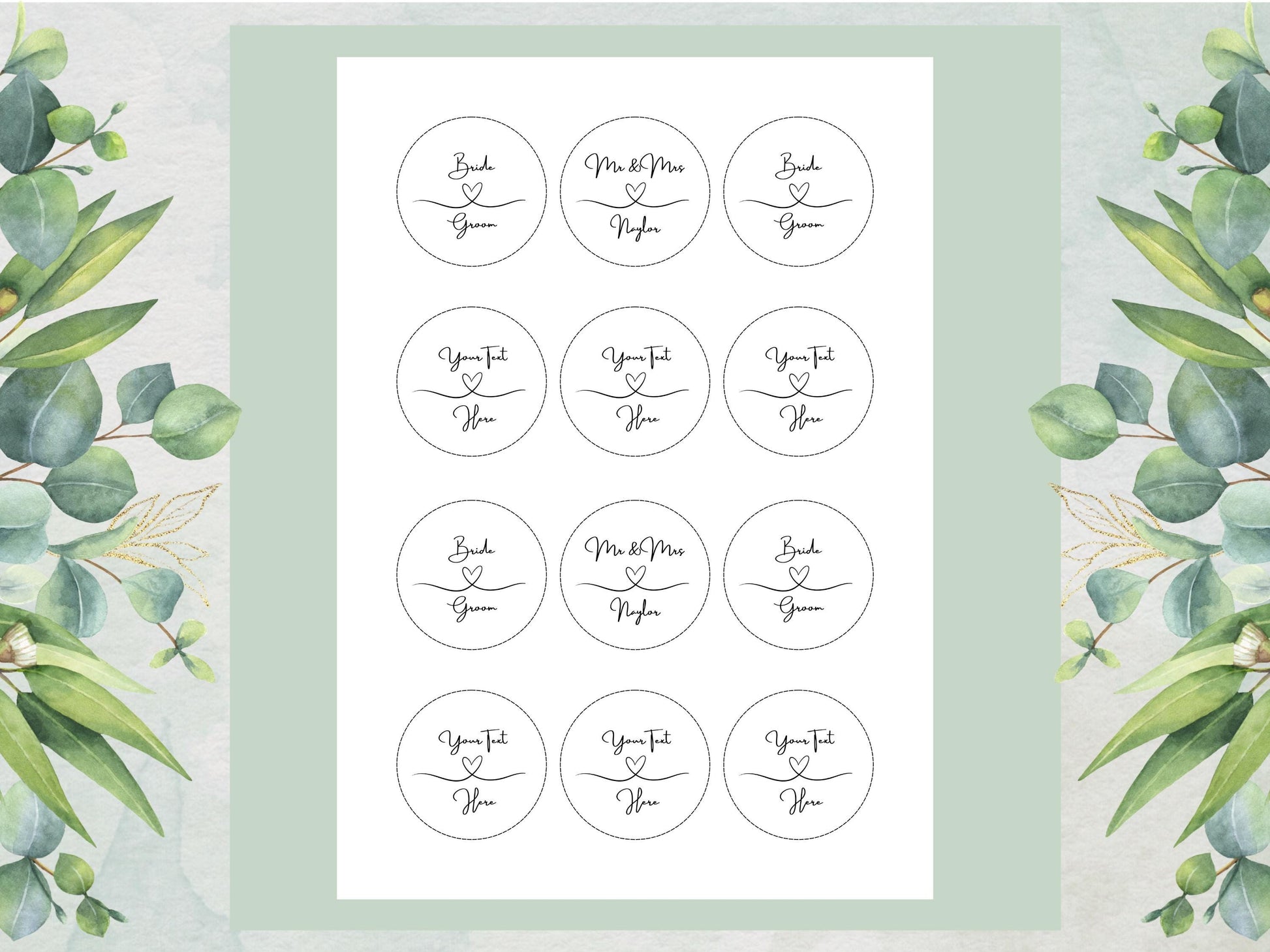 Personalized Wedding Cupcake Toppers – Edible Wafer Paper or Icing (12 x 2")